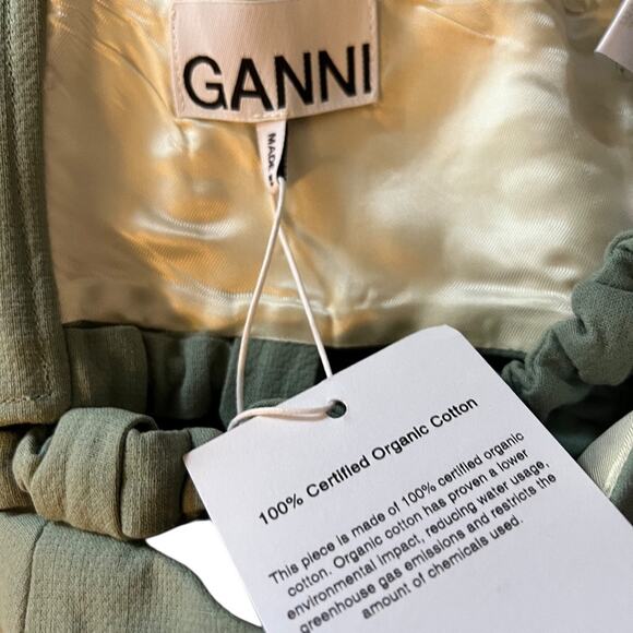 GANNI Women's Suiting Strapless Crop Top Green Bay 40 (8-10) NWT - Picture 11 of 11